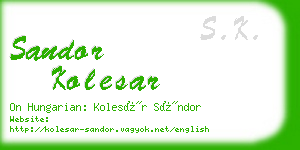 sandor kolesar business card